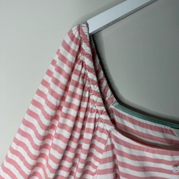 Boden | Square Neck Jersey Long Sleeve Stripe Pink White Size 16/18 - Picture 4 of 10